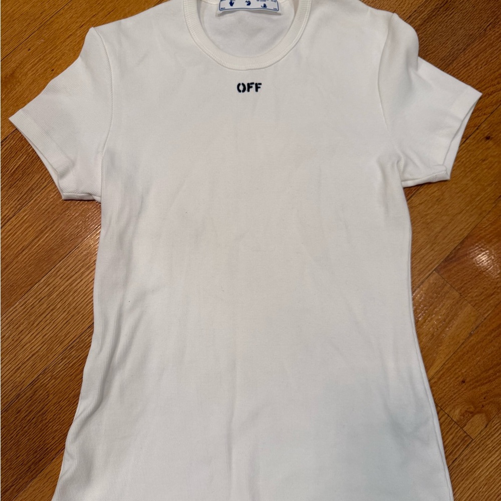 OFF White Ribbed Short Sleeve Tee